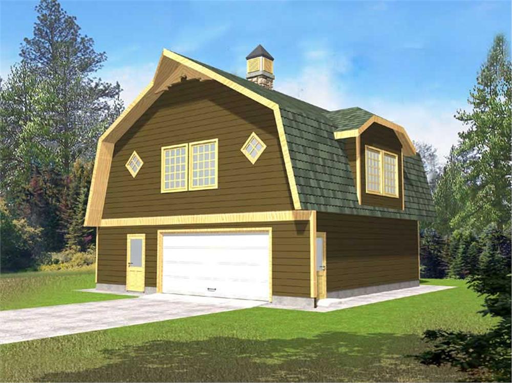 Front Elevation of this Garage House (#132-1225) at The Plan Collection.
