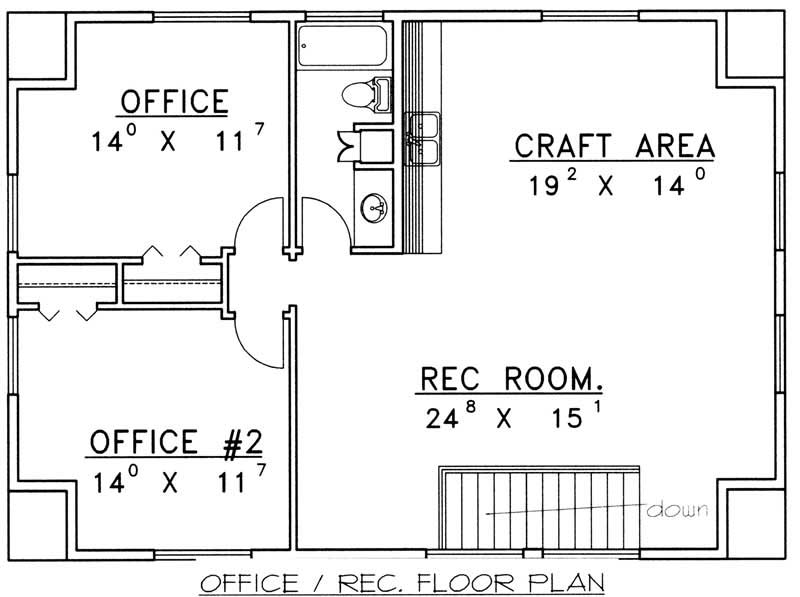 Floor Plan Second Story of Garage Plan #132-1226