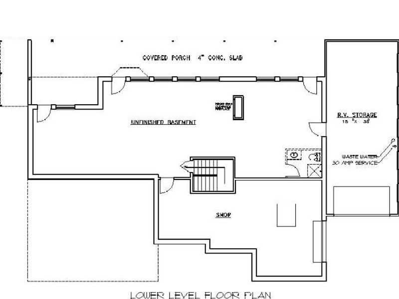 Floor Plan Basement of Concrete Block/ ICF Design Plan #132-1252