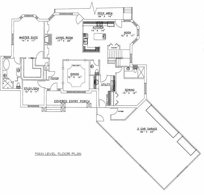 Floor Plan First Story of Concrete Block/ ICF Design Plan #132-1260