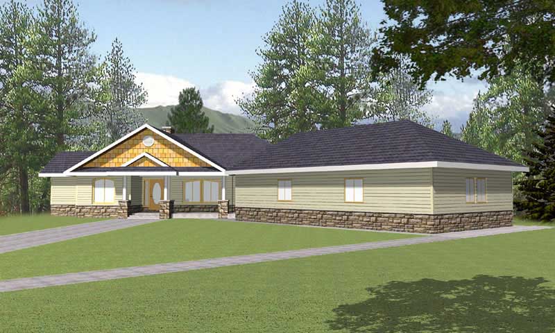 Front Elevation of this Concrete Block/ ICF Design House (#132-1260) at The Plan Collection.