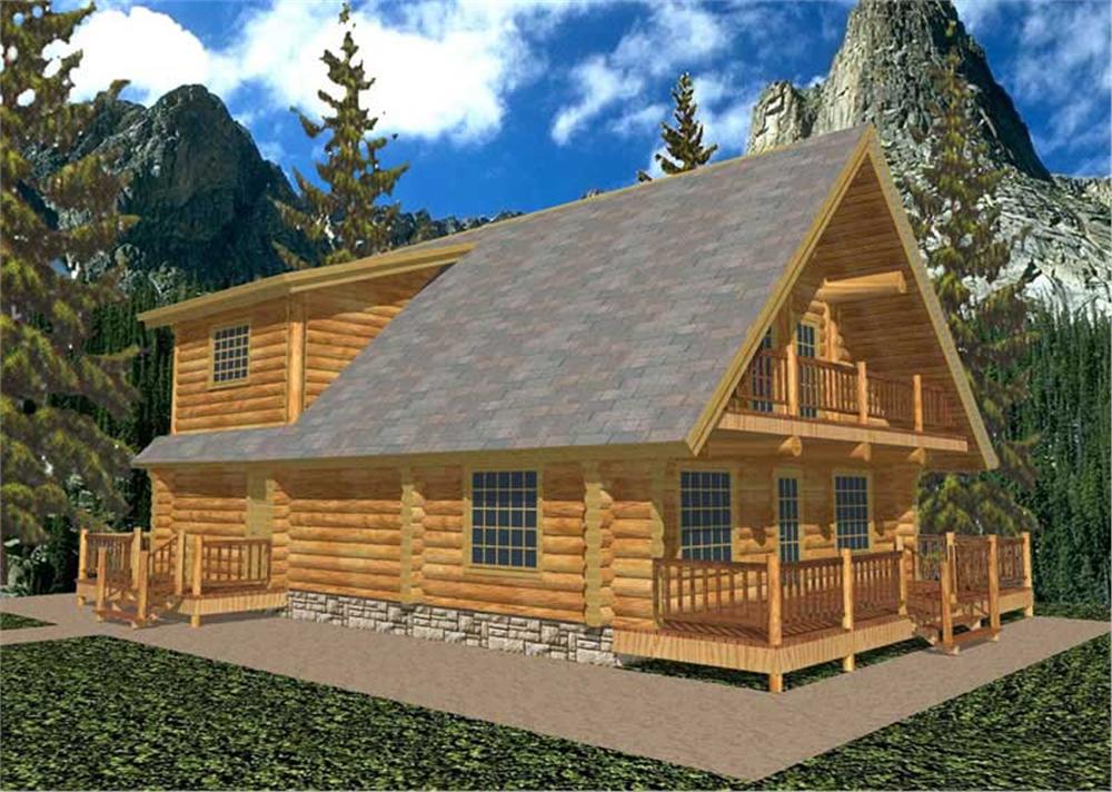 Front Elevation of this Log Cabin House (#132-1267) at The Plan Collection.
