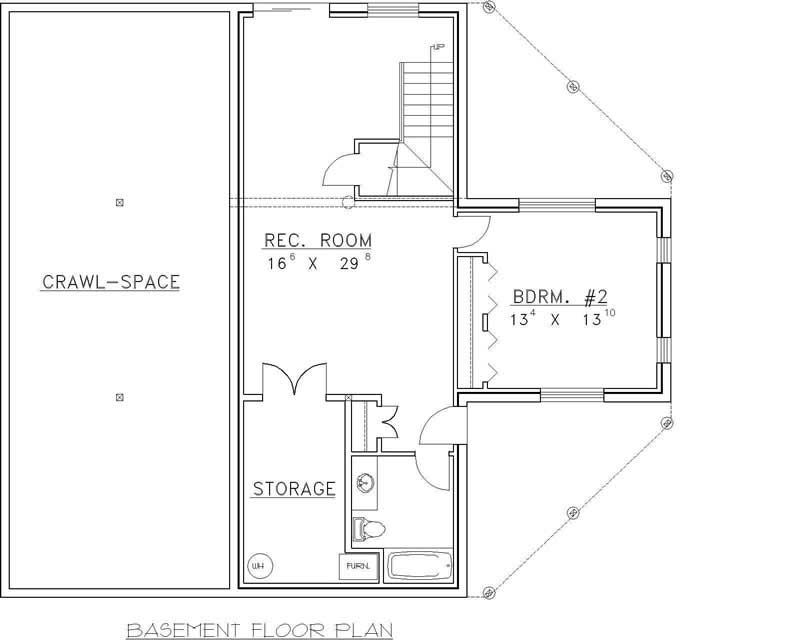 Floor Plan Basement of Log Cabin Plan #132-1287