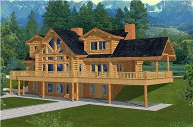 4-Bedroom, 4564 Sq Ft Log Cabin Home Plan - 132-1291 - Main Exterior