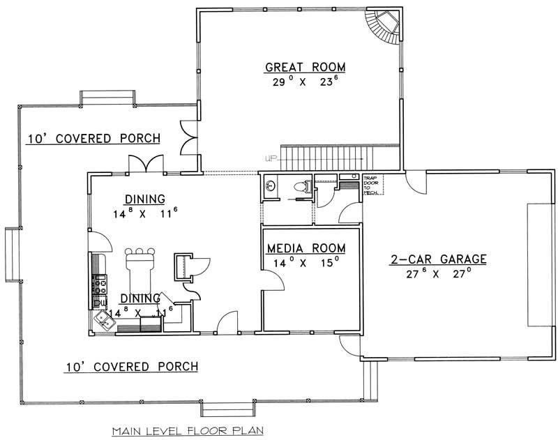 Floor Plan First Story of Country Plan #132-1297