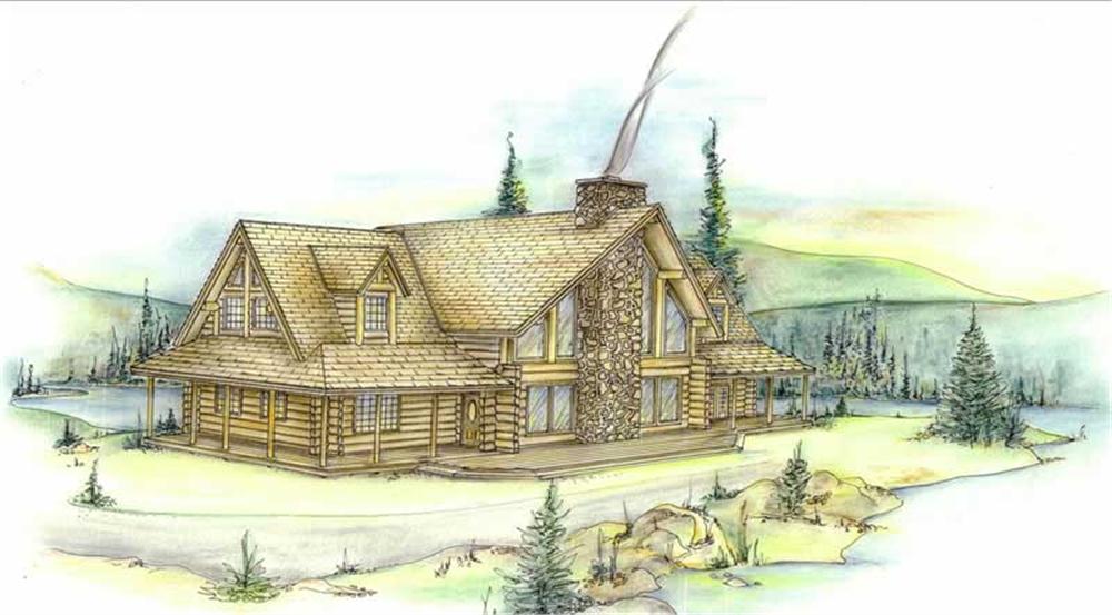 Front Elevation of this Log Cabin House (#132-1303) at The Plan Collection.