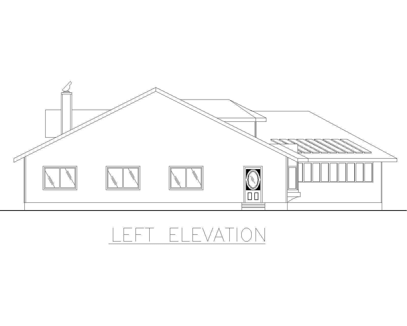 Home Plan Left Elevation of this 4-Bedroom,3496 Sq Ft Plan -132-1309