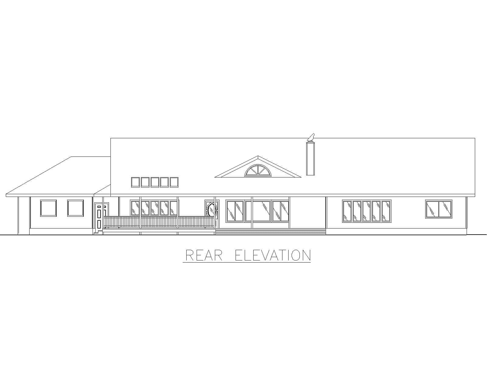 Home Plan Rear Elevation of this 4-Bedroom,3496 Sq Ft Plan -132-1309