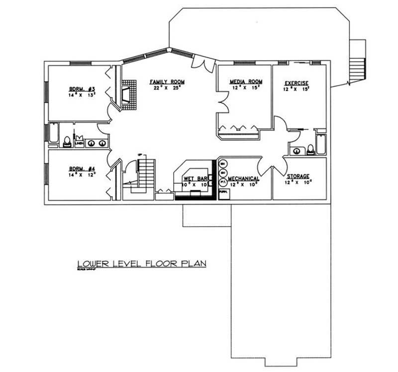 Floor Plan Basement of Craftsman Plan #132-1336