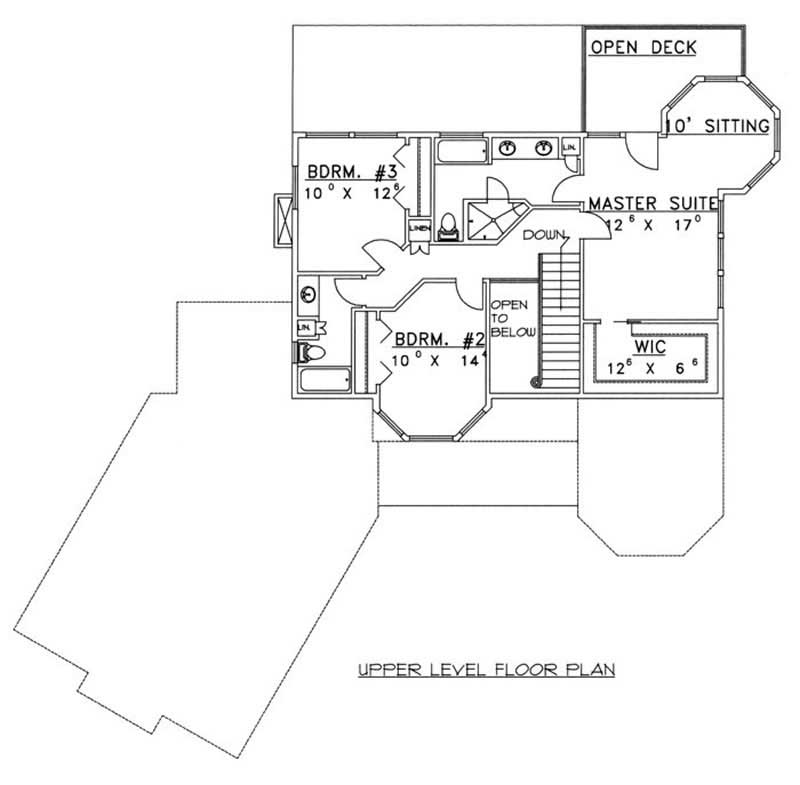 Floor Plan Second Story of Victorian Plan #132-1340