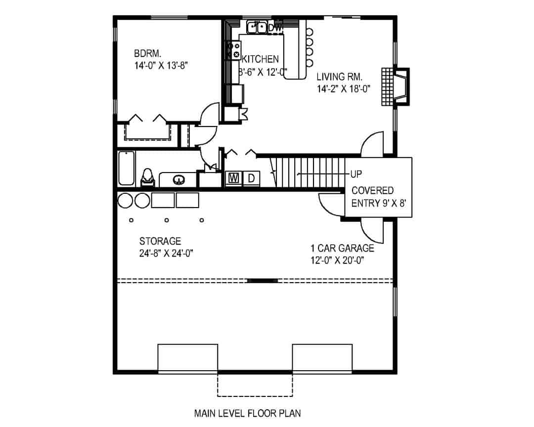 Main Level of Barn Style Plan #132-1354