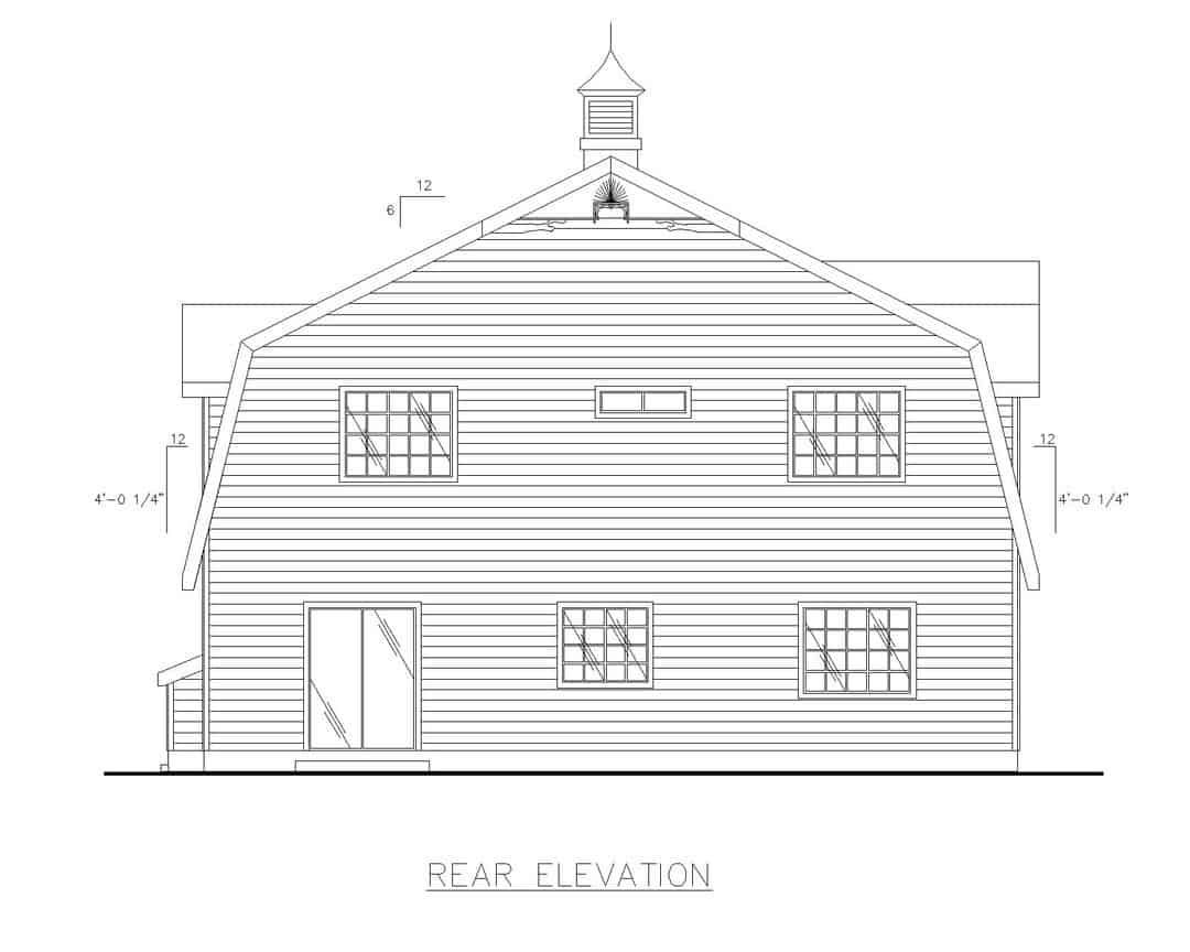 Home Plan Rear Elevation of this 3-Bedroom,2535 Sq Ft Plan -132-1354