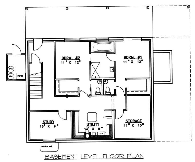 Floor Plan Basement of Log Cabin Plan #132-1367