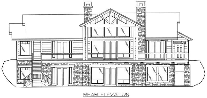 Home Plan Rear Elevation of this 3-Bedroom,2531 Sq Ft Plan -132-1381