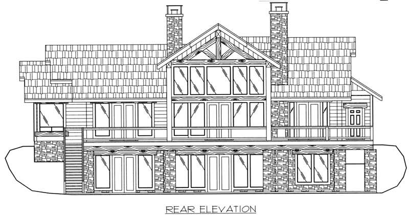 Home Plan Rear Elevation of this 3-Bedroom,3650 Sq Ft Plan -132-1385