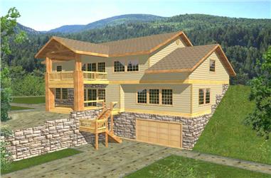 3-Bedroom, 3164 Sq Ft Country Home Plan - 132-1386 - Main Exterior