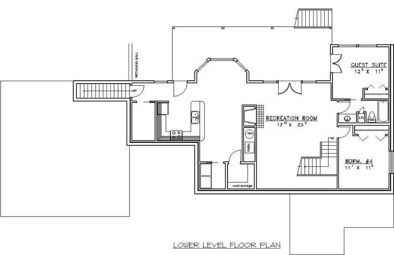 Floor Plan Basement of Country Plan #132-1404