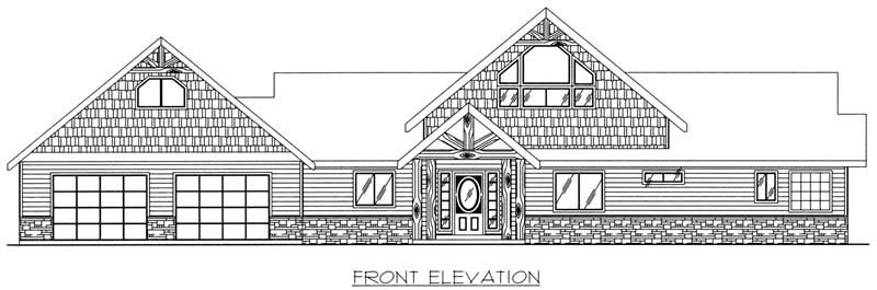 Home Plan Front Elevation of this 2-Bedroom,2177 Sq Ft Plan -132-1408