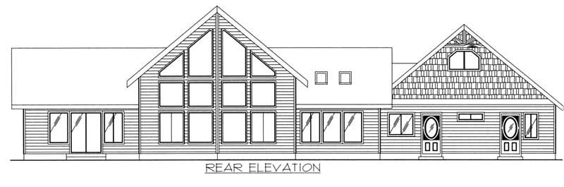 Home Plan Rear Elevation of this 2-Bedroom,2177 Sq Ft Plan -132-1408