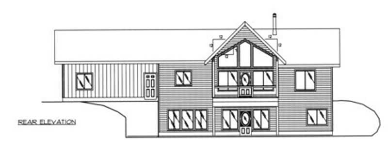Home Plan Rear Elevation of this 3-Bedroom,2542 Sq Ft Plan -132-1411