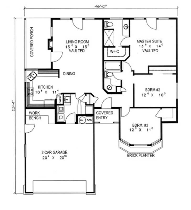 Floor Plan First Story of Ranch Plan #132-1412