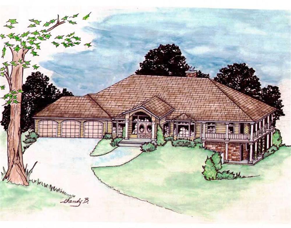 Front Elevation of this Contemporary House (#132-1413) at The Plan Collection.