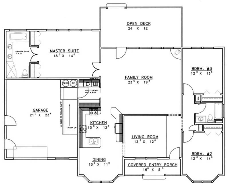 Floor Plan First Story of Country Plan #132-1414