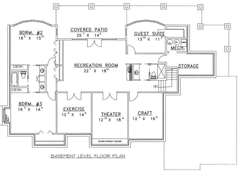 Floor Plan Basement of Plan #132-1416