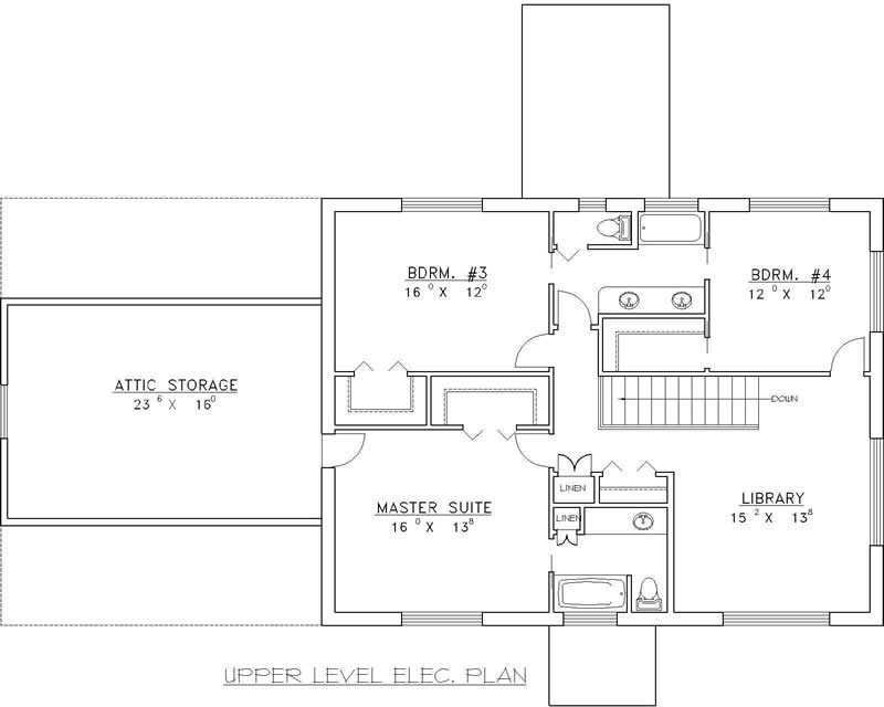 Floor Plan Second Story of Prairie Plan #132-1422
