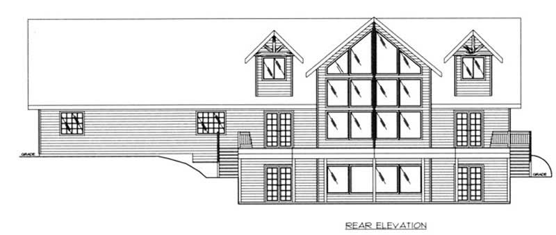 Home Plan Rear Elevation of this 3-Bedroom,2281 Sq Ft Plan -132-1452
