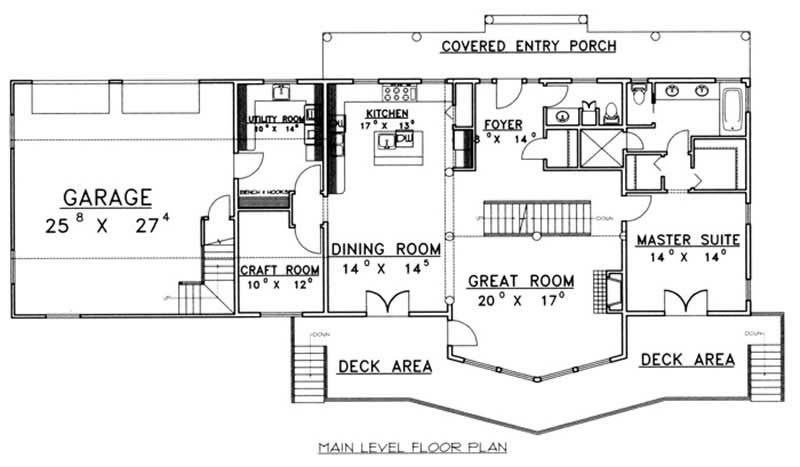 Floor Plan First Story of Southern Plan #132-1452