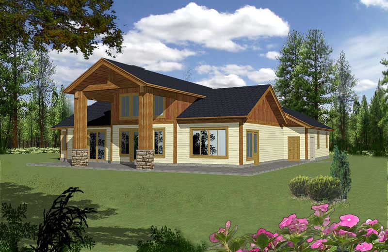 Home Plan Rear Elevation of this 3-Bedroom,2451 Sq Ft Plan -132-1459