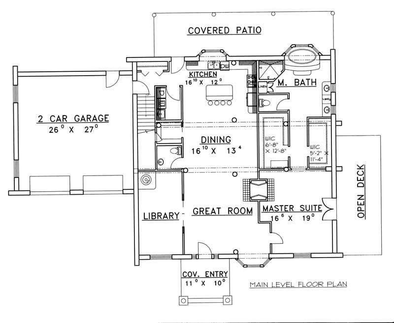 Floor Plan First Story of Log Cabin Plan #132-1464