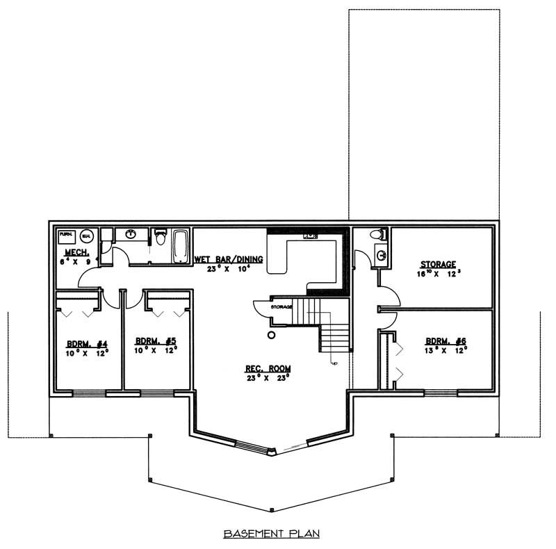 Floor Plan Basement of Log Cabin Plan #132-1466