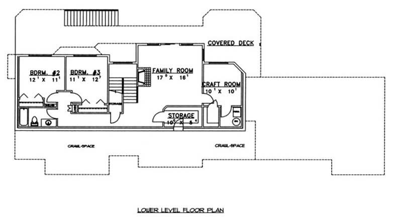 Floor Plan Basement of Ranch Plan #132-1471