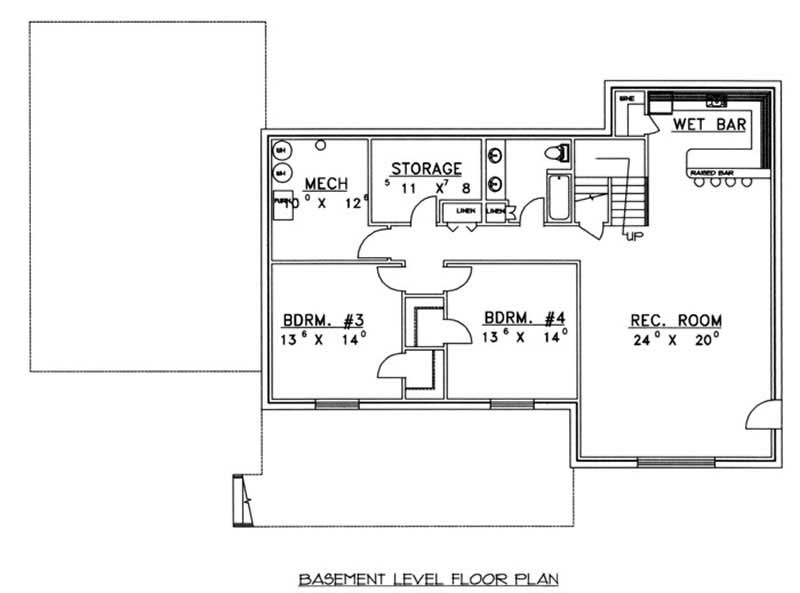 Floor Plan Basement of Ranch Plan #132-1495