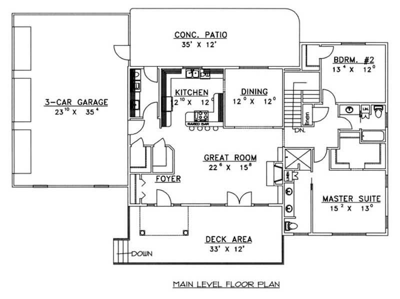 Floor Plan First Story of Ranch Plan #132-1495