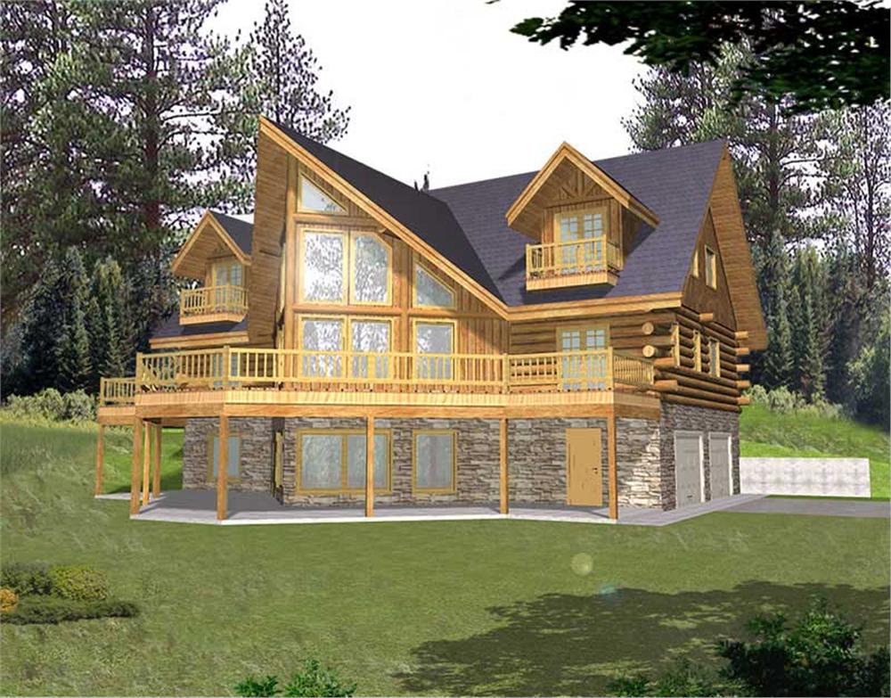 Front Elevation of this Log Cabin House (#132-1503) at The Plan Collection.
