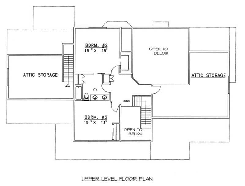 Floor Plan Second Story of Country Plan #132-1508