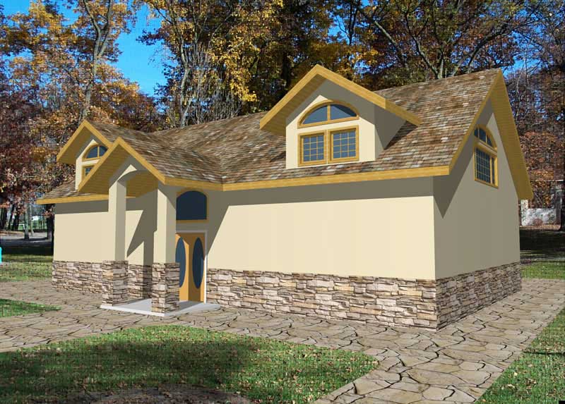 Front Elevation of this Garage House (#132-1517) at The Plan Collection.