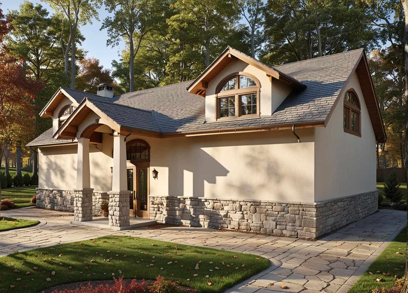 Front Elevation of this Garage House (#132-1517) at The Plan Collection.