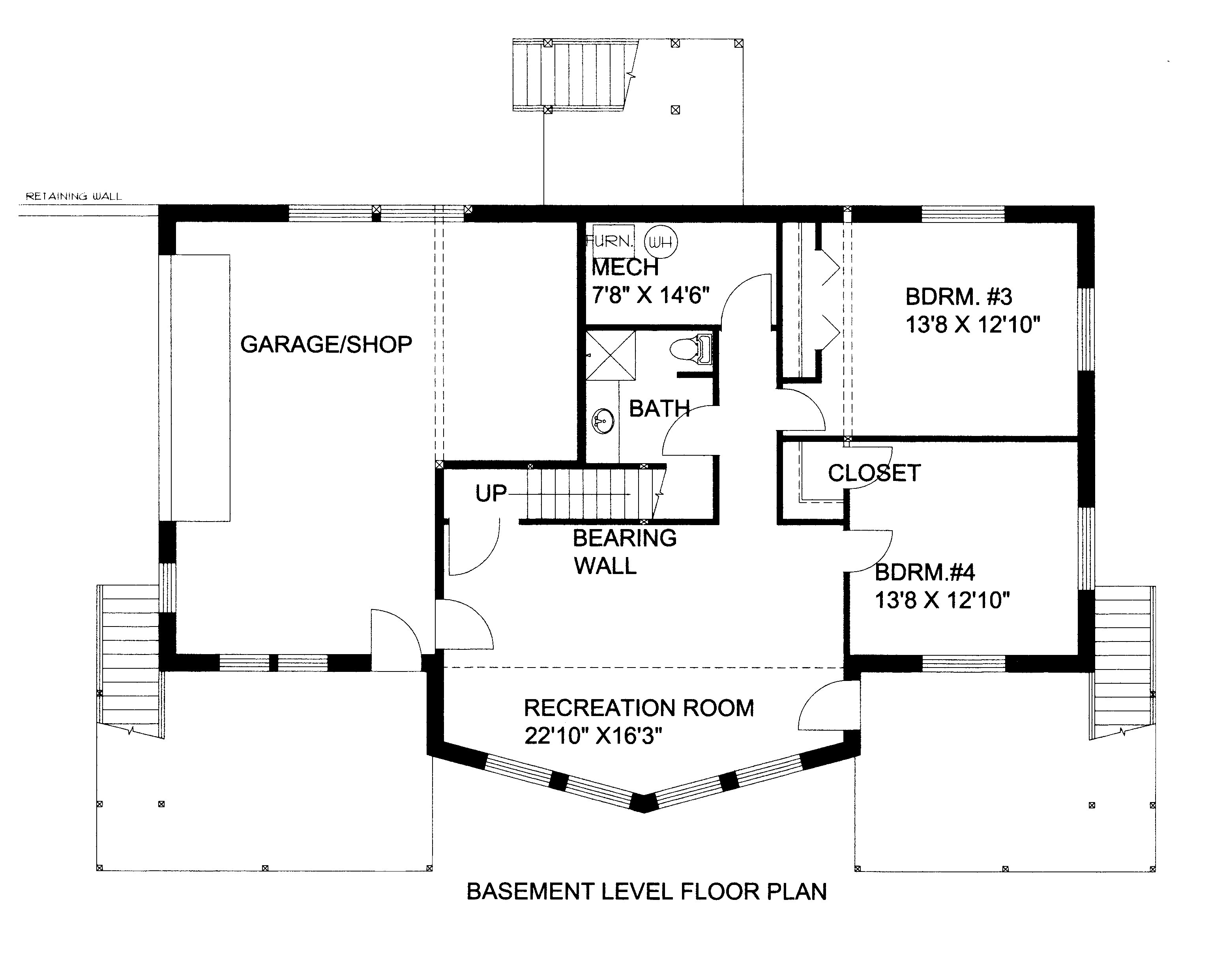 Floor Plan Basement of Coastal Plan #132-1523