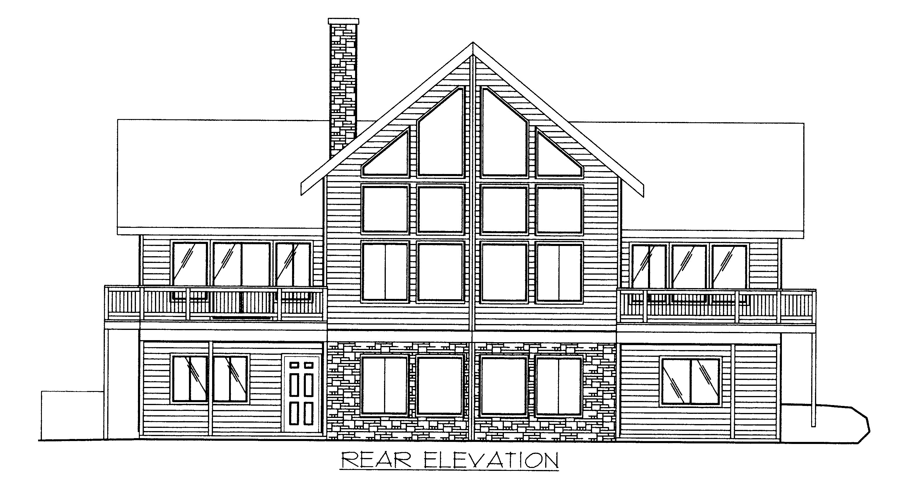 Home Plan Rear Elevation of this 3-Bedroom,3226 Sq Ft Plan -132-1523