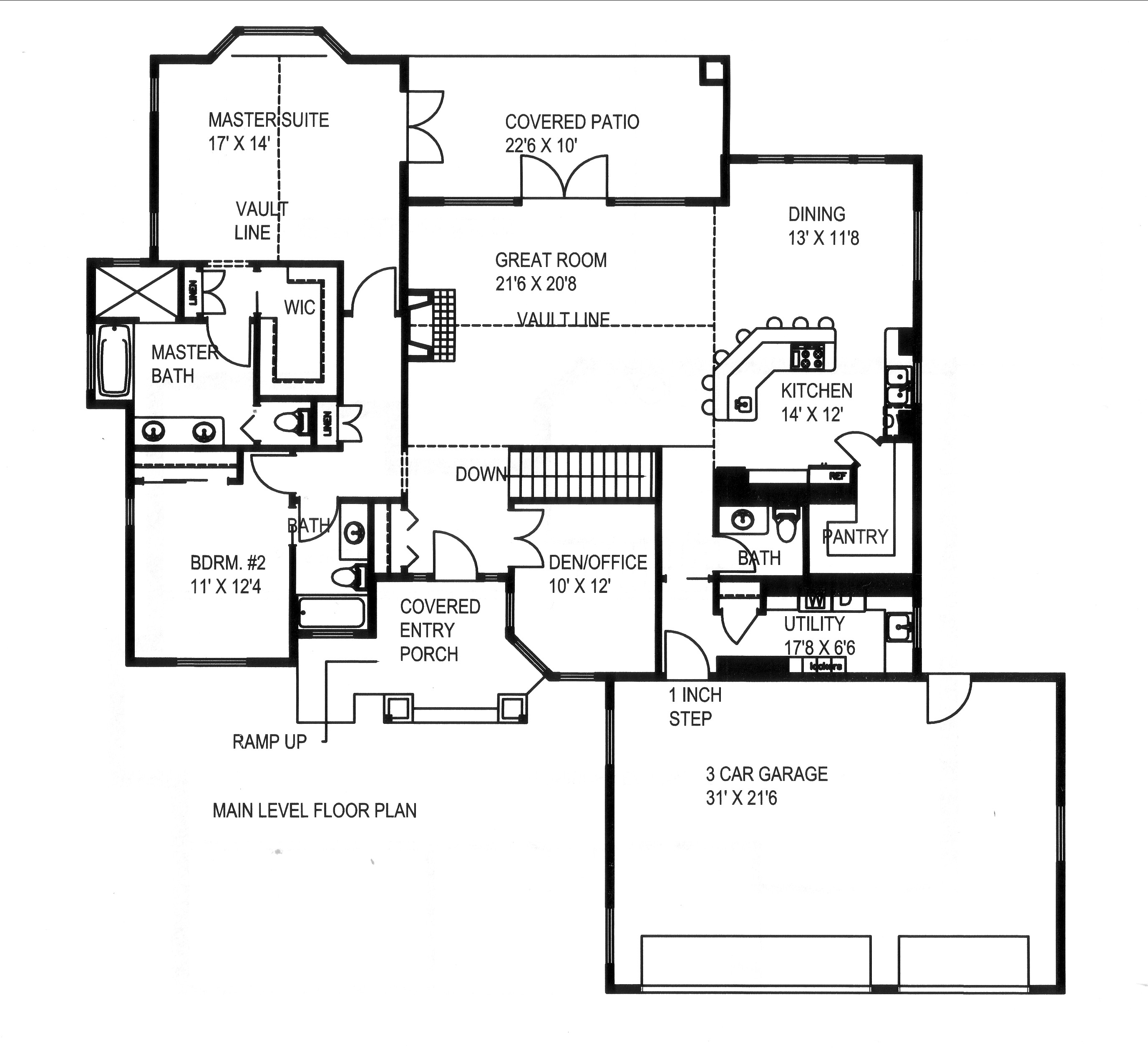 Floor Plan First Story of Traditional Plan #132-1529