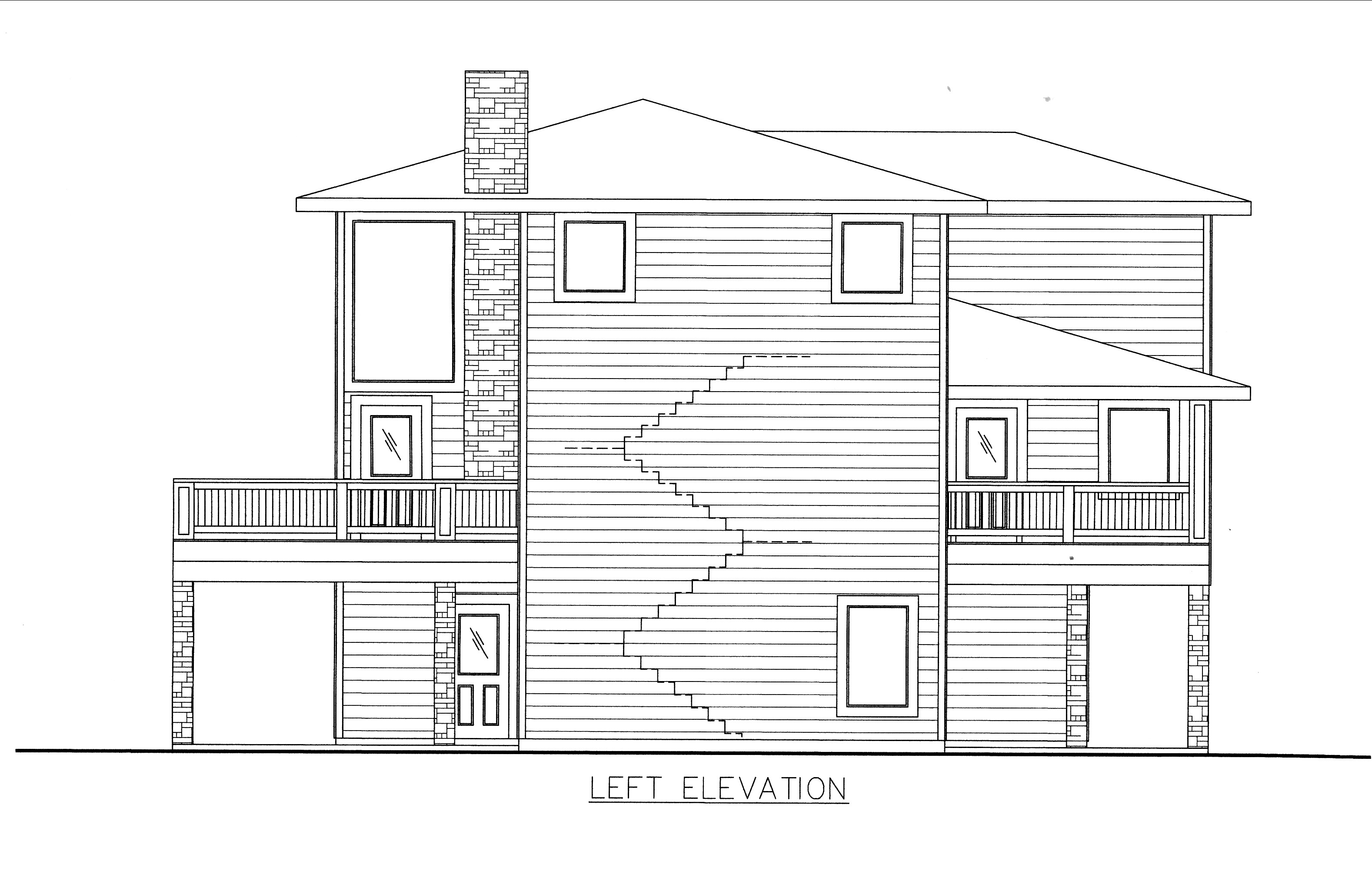 Home Plan Left Elevation of this 4-Bedroom,3296 Sq Ft Plan -132-1530