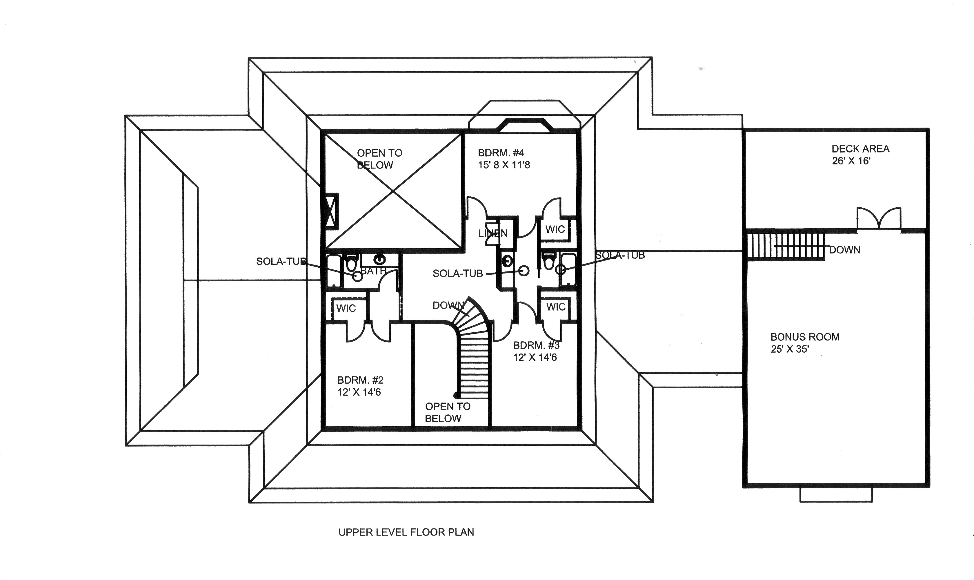 Floor Plan Second Story of Traditional Plan #132-1532