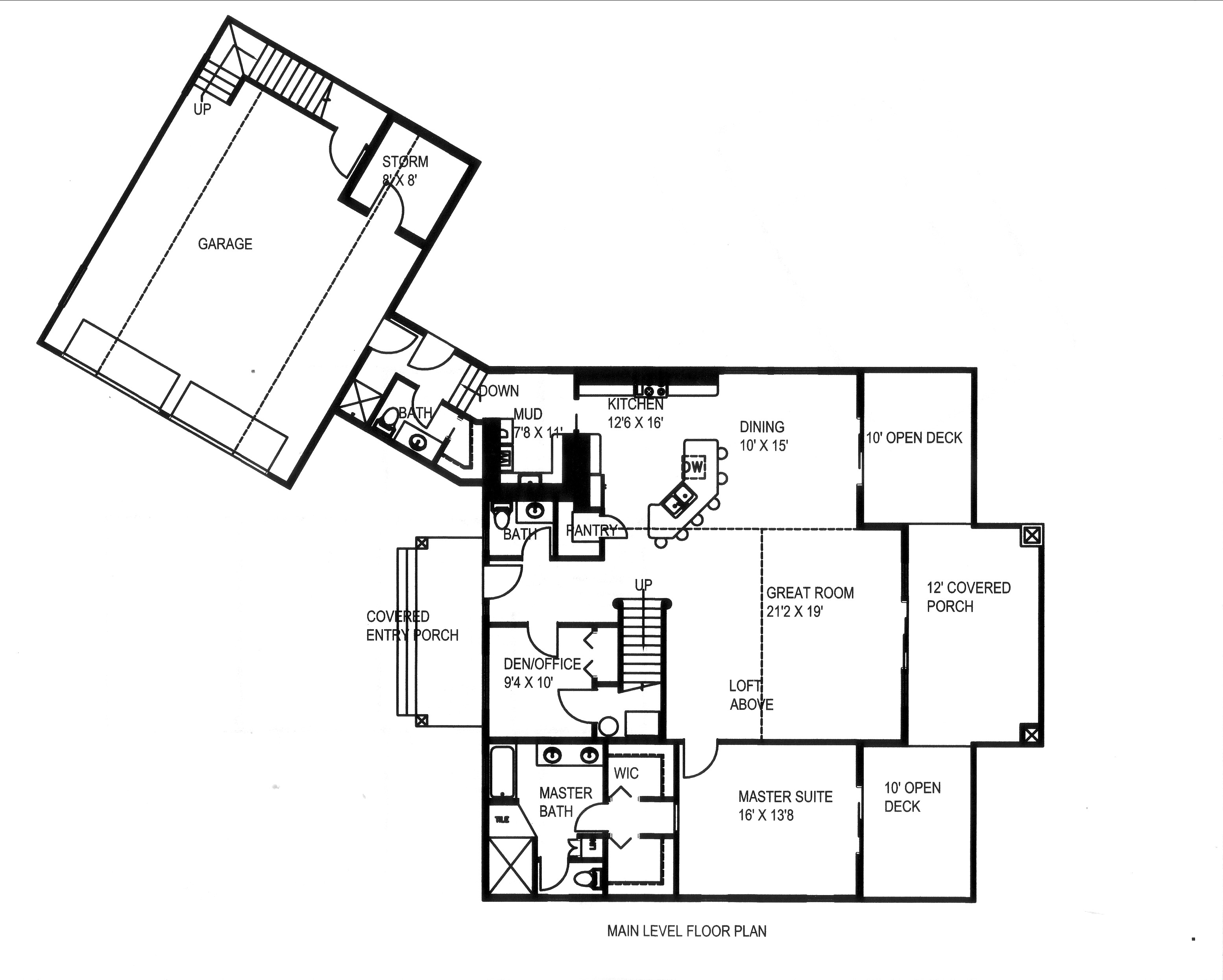 Floor Plan First Story of Traditional Plan #132-1541