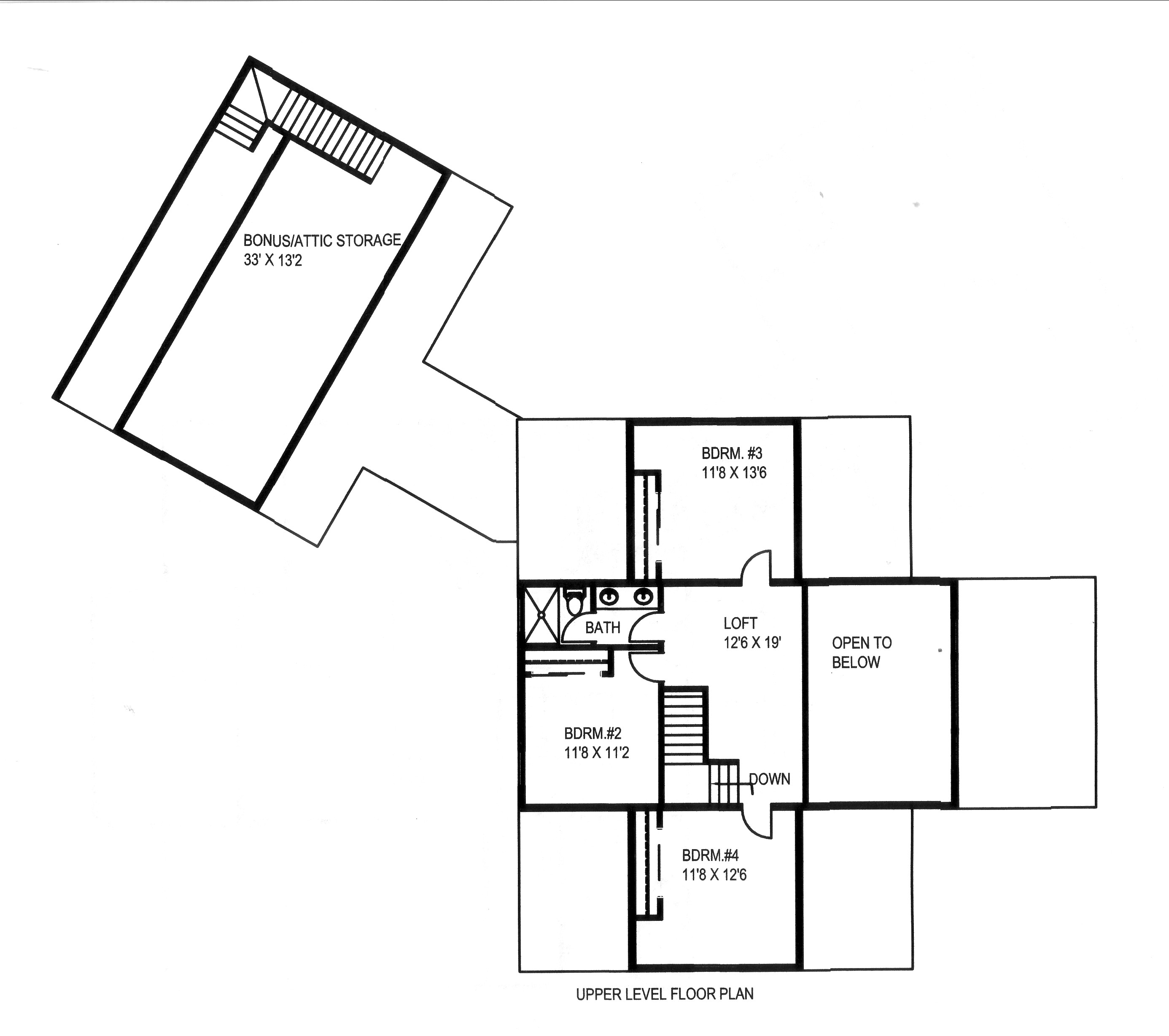 Floor Plan Second Story of Traditional Plan #132-1541