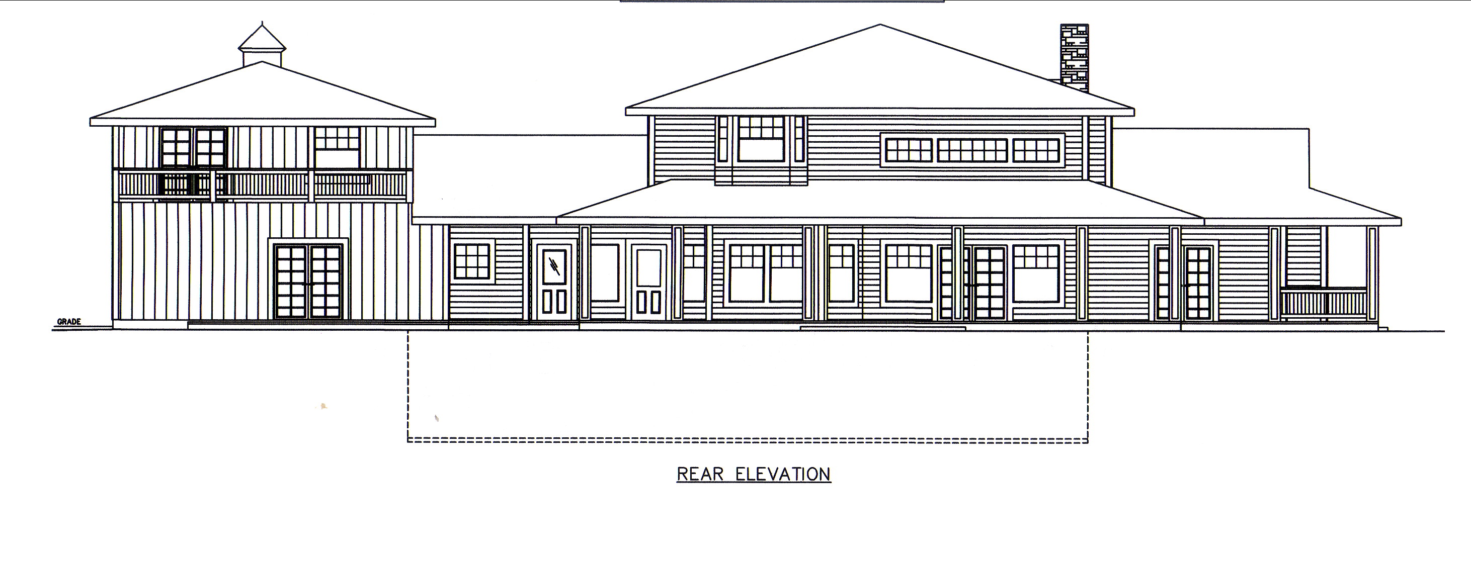 Home Plan Rear Elevation of this 4-Bedroom,3579 Sq Ft Plan -132-1547