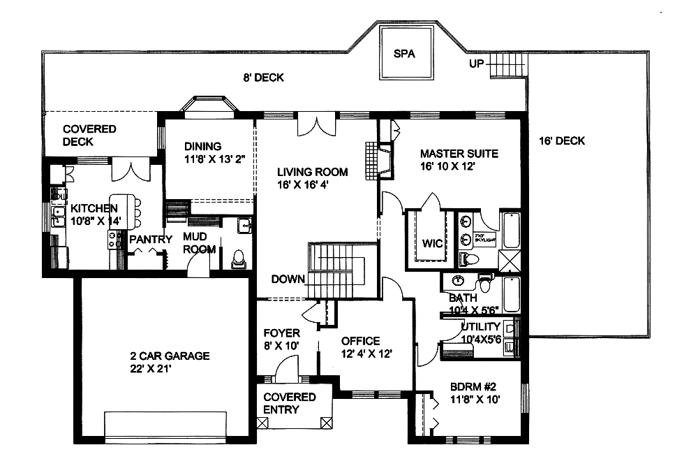 Floor Plan First Story of Modern Plan #132-1552